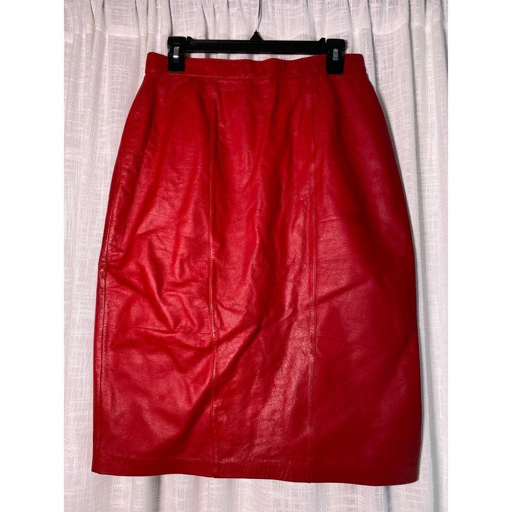 Vtg Dana Brooke Soft Cow Nappa Leather Pencil Skirt Women's 12 Corpcore Chic